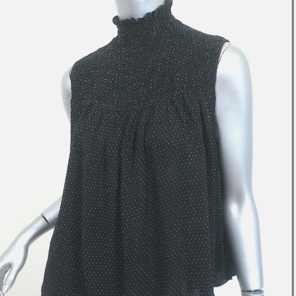 Frame Tops - Frame Black Polka Dot 100% silk Smocked Top
